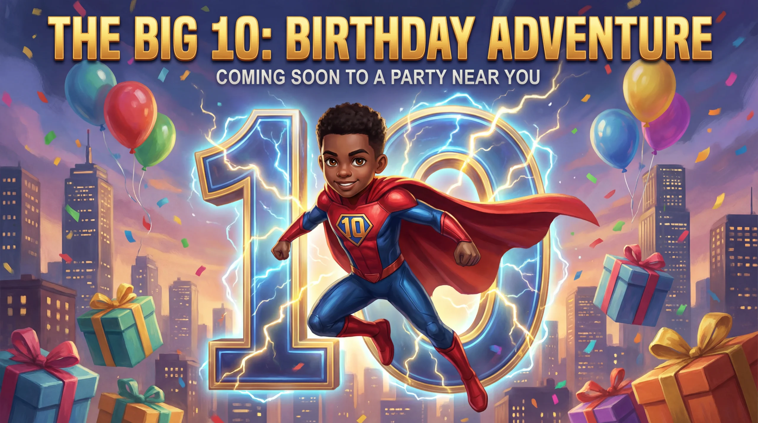 Superhero Flying Black Boy Title Picture